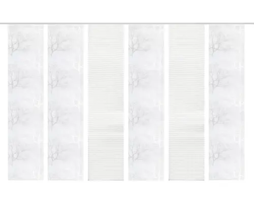 Flächenvorhang-Set Querstreifen Baum 6er grau 57x245 cm