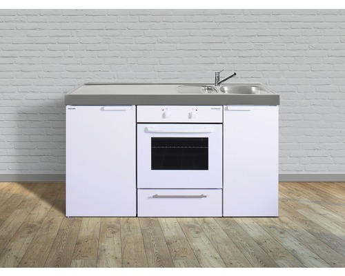 Miniküche Stengel Kitchenline MKB150 150x60 cm Becken rechts weiß glänzend