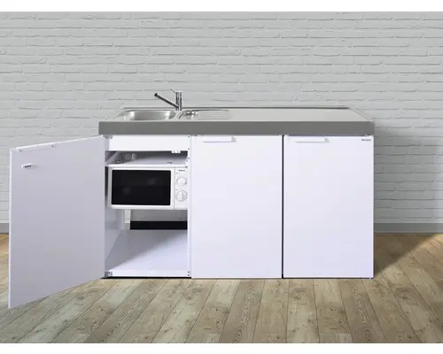 Miniküche Stengel Kitchenline MKM150 150x60 cm Becken links weiß glänzend