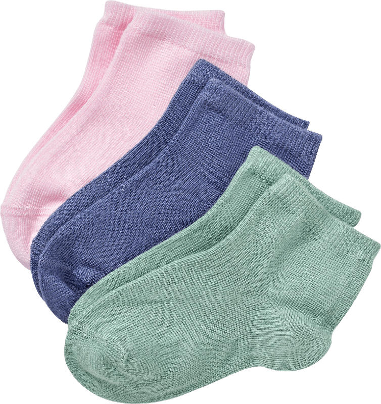 ALANA Sneaker Socken, rosa + blau + grün, Gr. 29/31