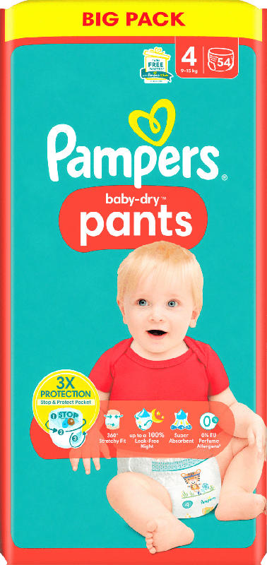 Pampers Baby Pants Baby Dry Gr.4 Maxi (9-15kg), Big Pack