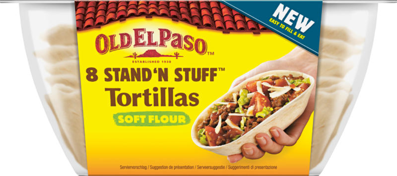 Old El Paso Stand ’n Stuff™ Tortilla-Schalen, Soft Flour, 8 Stück, 193 g