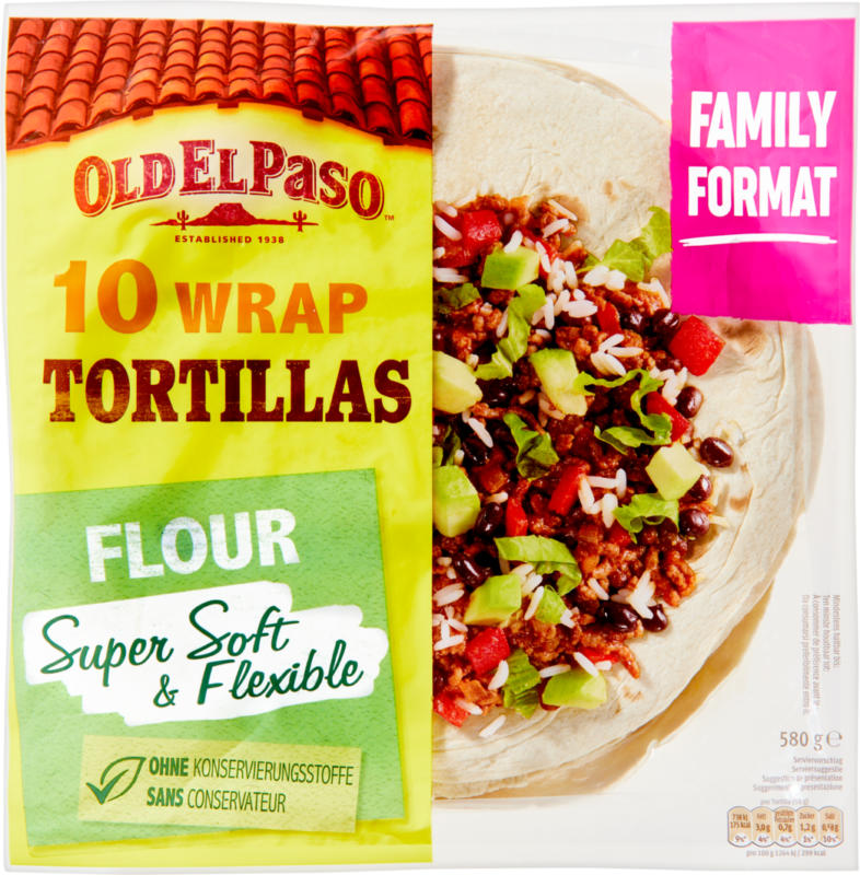 Old El Paso Wrap Weizen-Tortillas, Super Soft, 10 Stück, 580 g