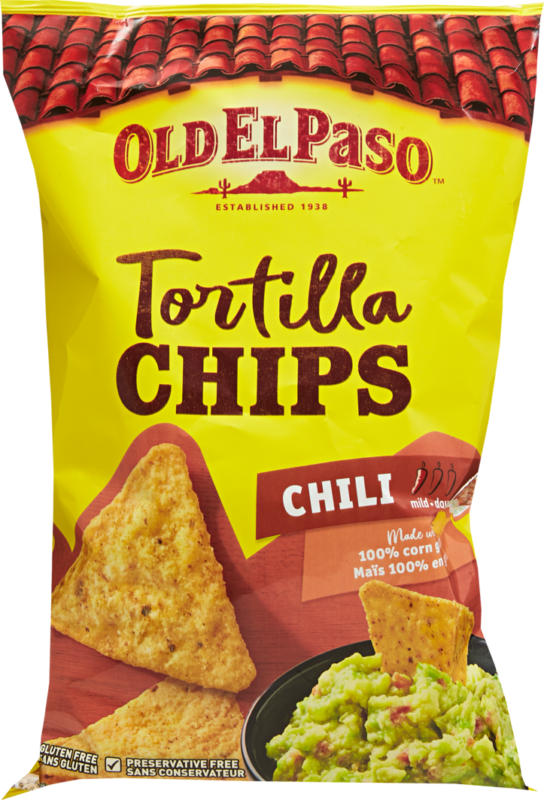 Old El Paso Tortilla Chips Chili, 185 g