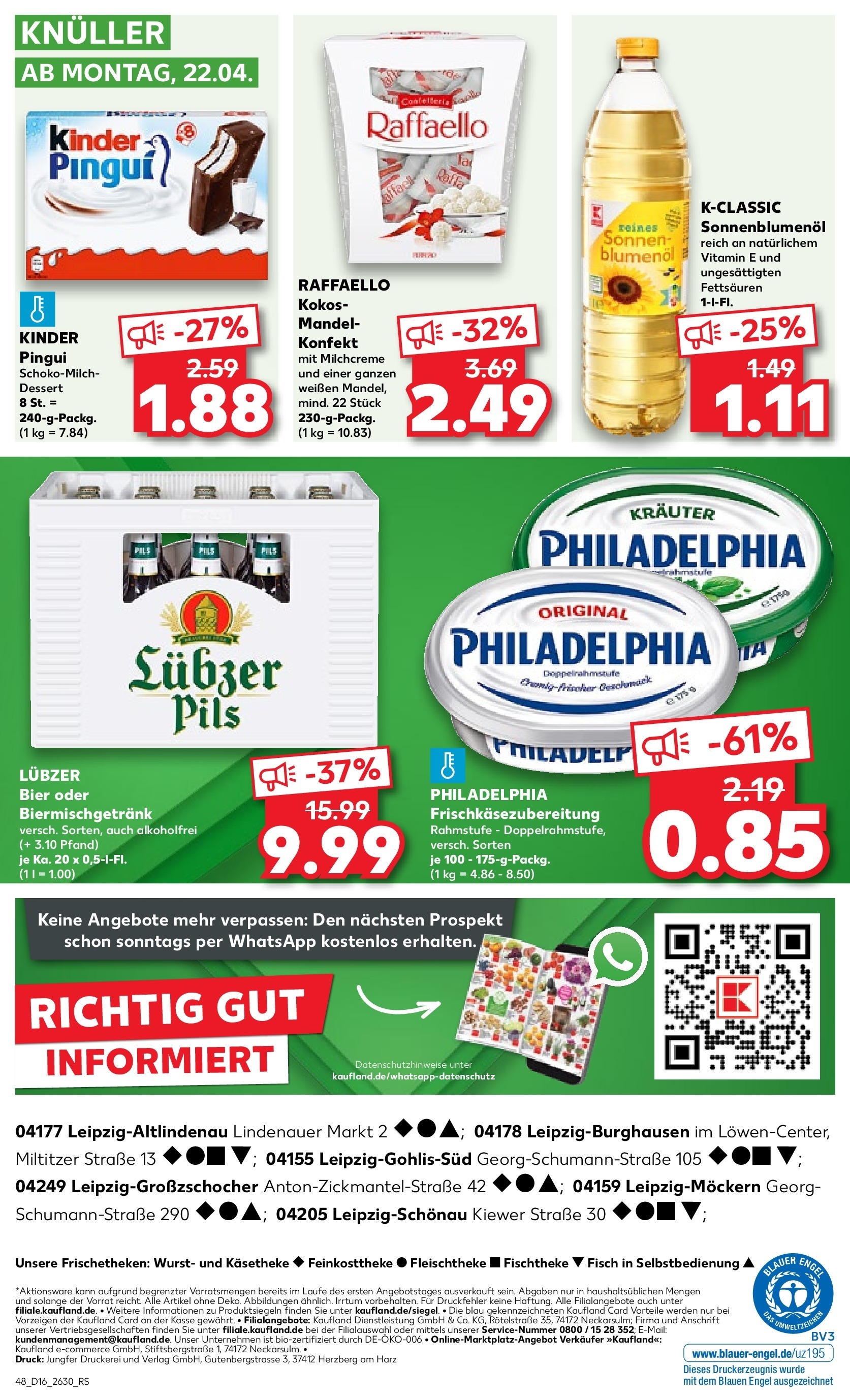 Kaufland - Sachsen (ab 18.04.2024) » Angebote Online zum Blättern | Seite: 48 | Produkte: Bier, Pils, Fisch, Wurst