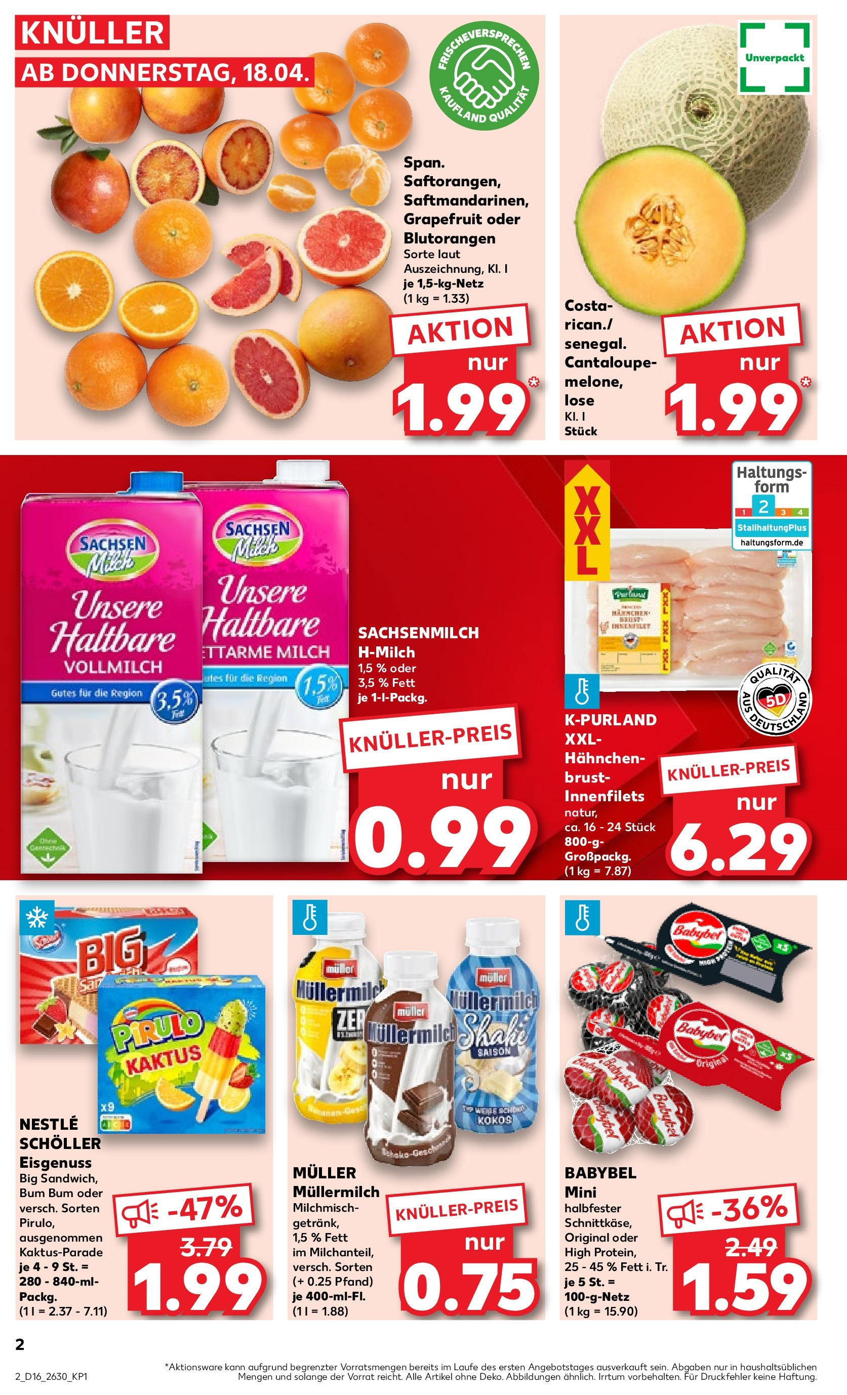 Kaufland - Sachsen (ab 18.04.2024) » Angebote Online zum Blättern | Seite: 2 | Produkte: Milch, Grapefruit