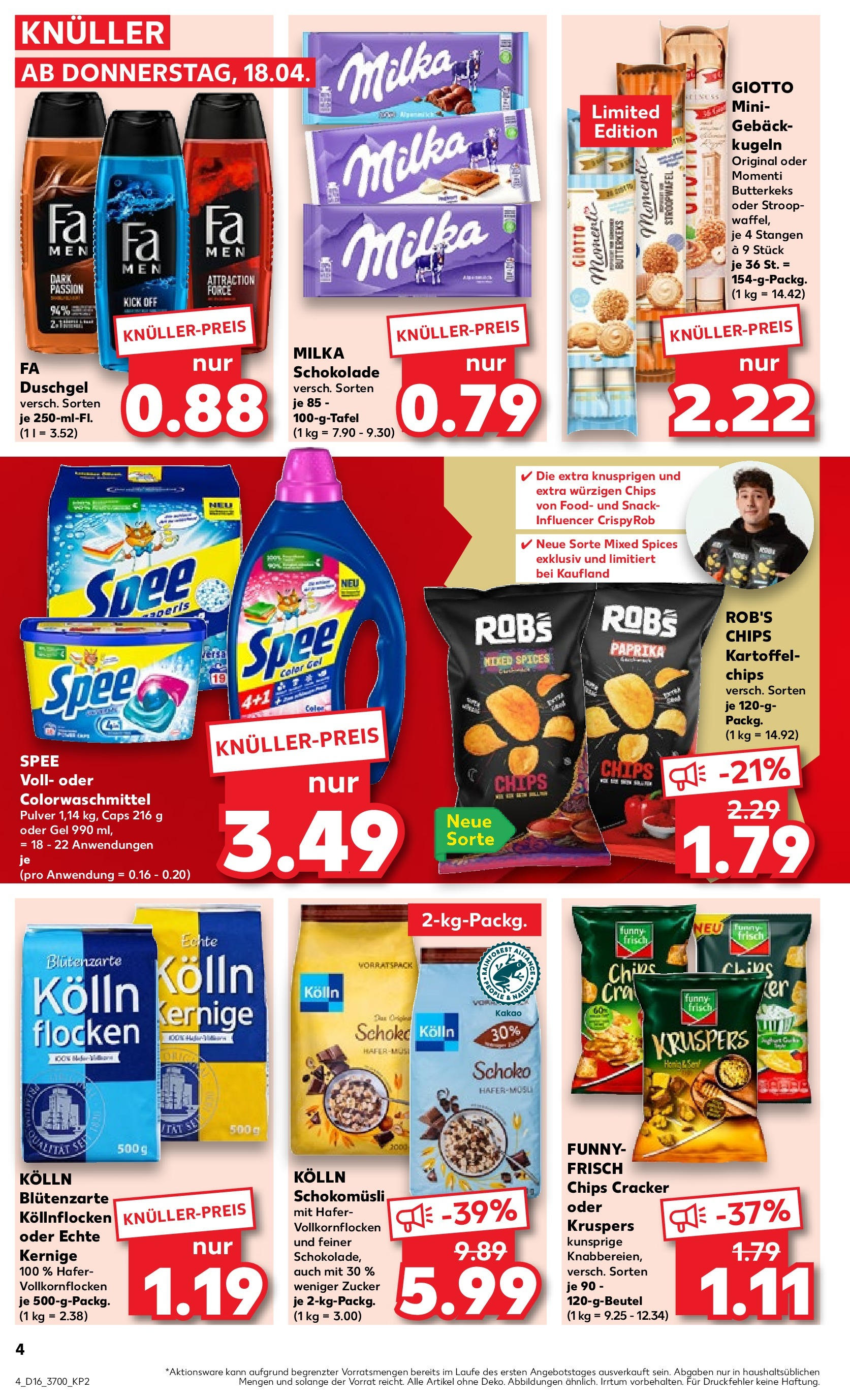 Kaufland - Sachsen (ab 18.04.2024) » Angebote Online zum Blättern | Seite: 4 | Produkte: Schokolade, Zucker, Chips, Flocken