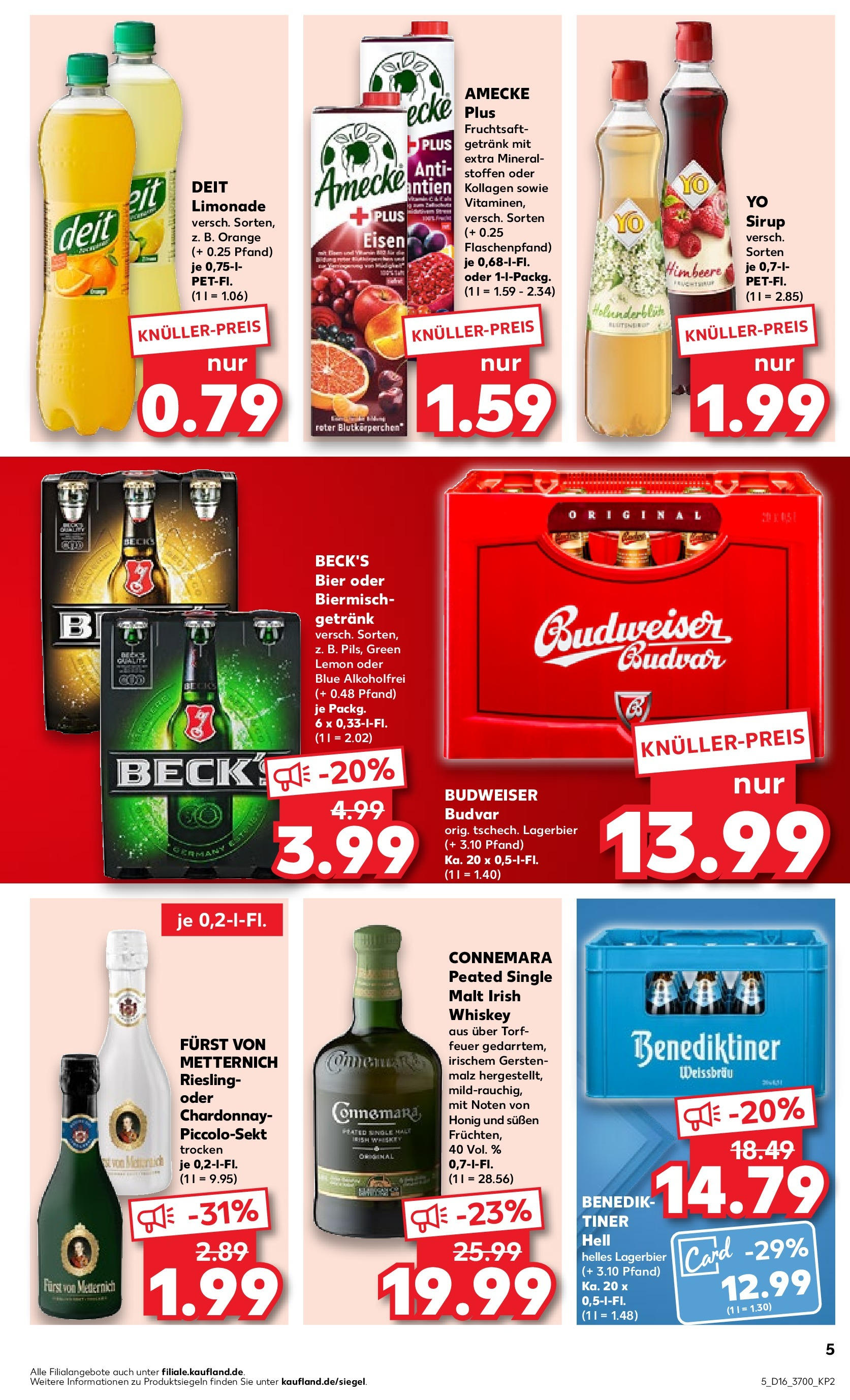 Kaufland - Sachsen (ab 18.04.2024) » Angebote Online zum Blättern | Seite: 5 | Produkte: Bier, Limonade, Himbeere, Whiskey