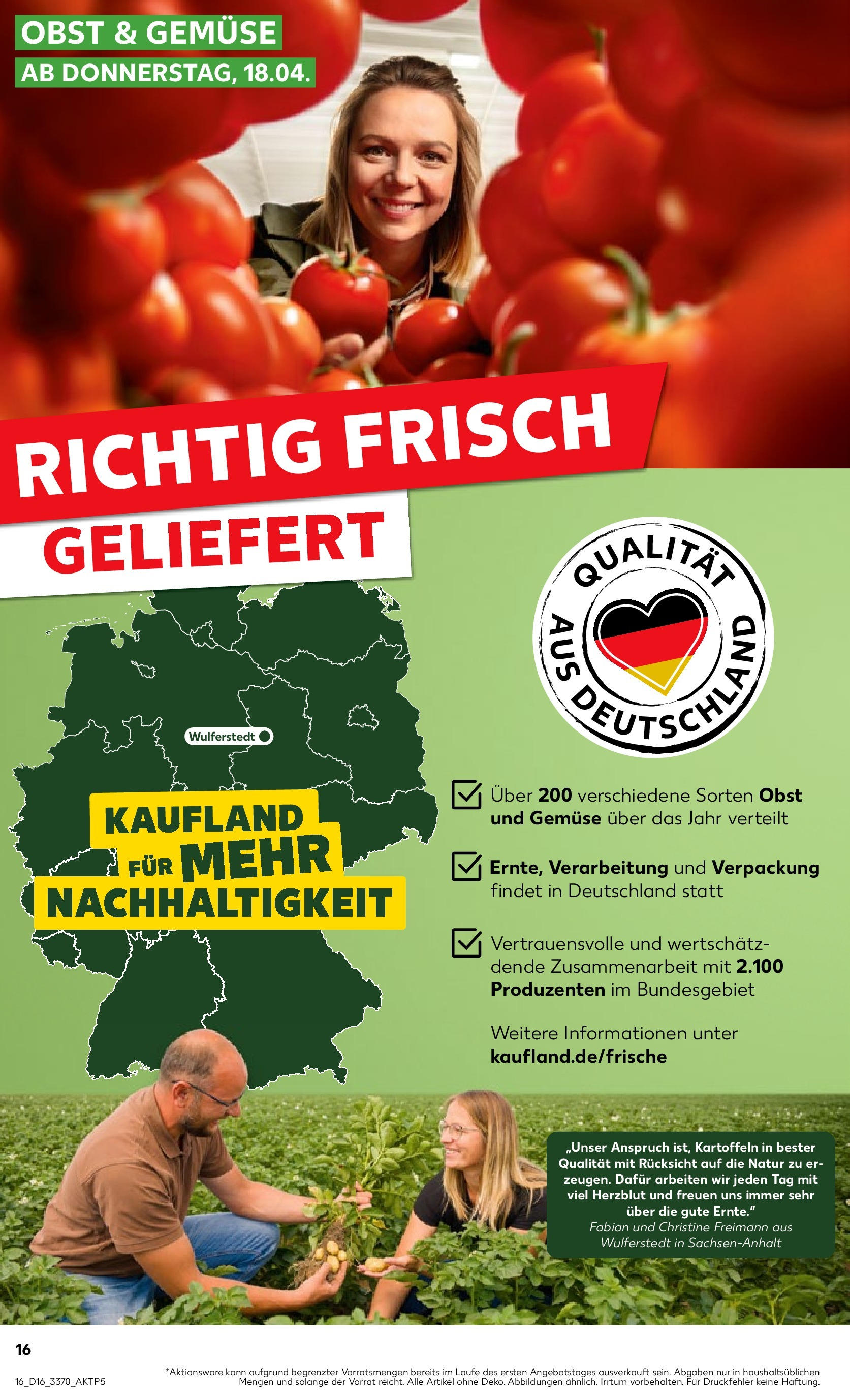 Kaufland - Berlin (ab 18.04.2024) » Angebote Online zum Blättern | Seite: 16 | Produkte: Kartoffeln, Gemüse, Obst