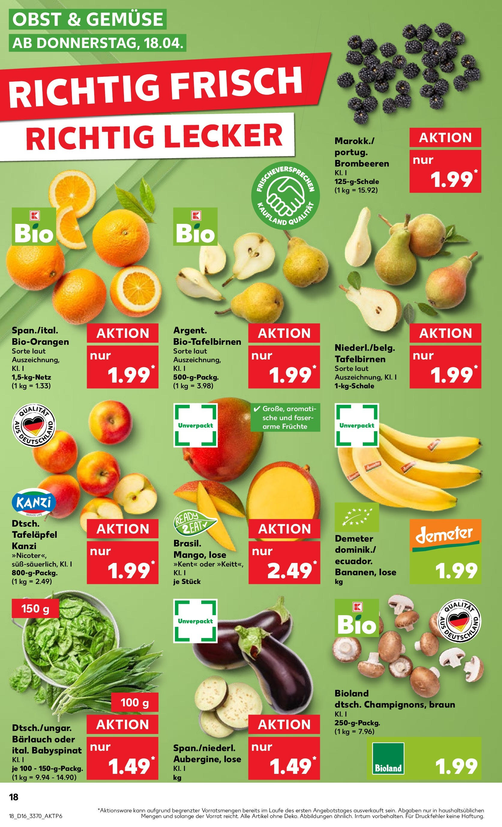 Kaufland - Berlin (ab 18.04.2024) » Angebote Online zum Blättern | Seite: 18 | Produkte: Gemüse, Obst