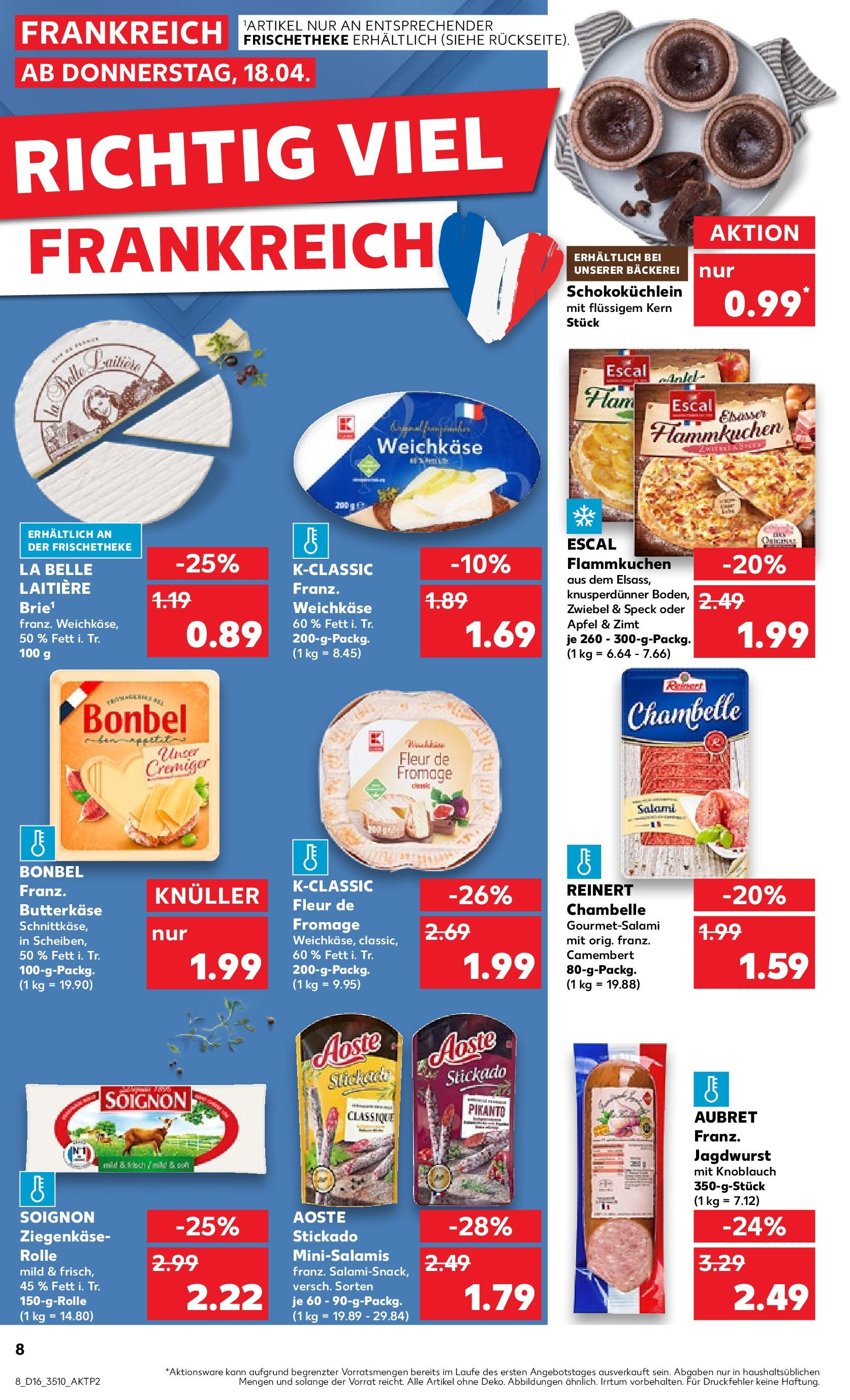 Kaufland Prospekt 	 (ab 18.04.2024) » Angebote Online zum Blättern | Seite: 8 | Produkte: Bäckerei, Ziegenkäse, Äpfel, Salami