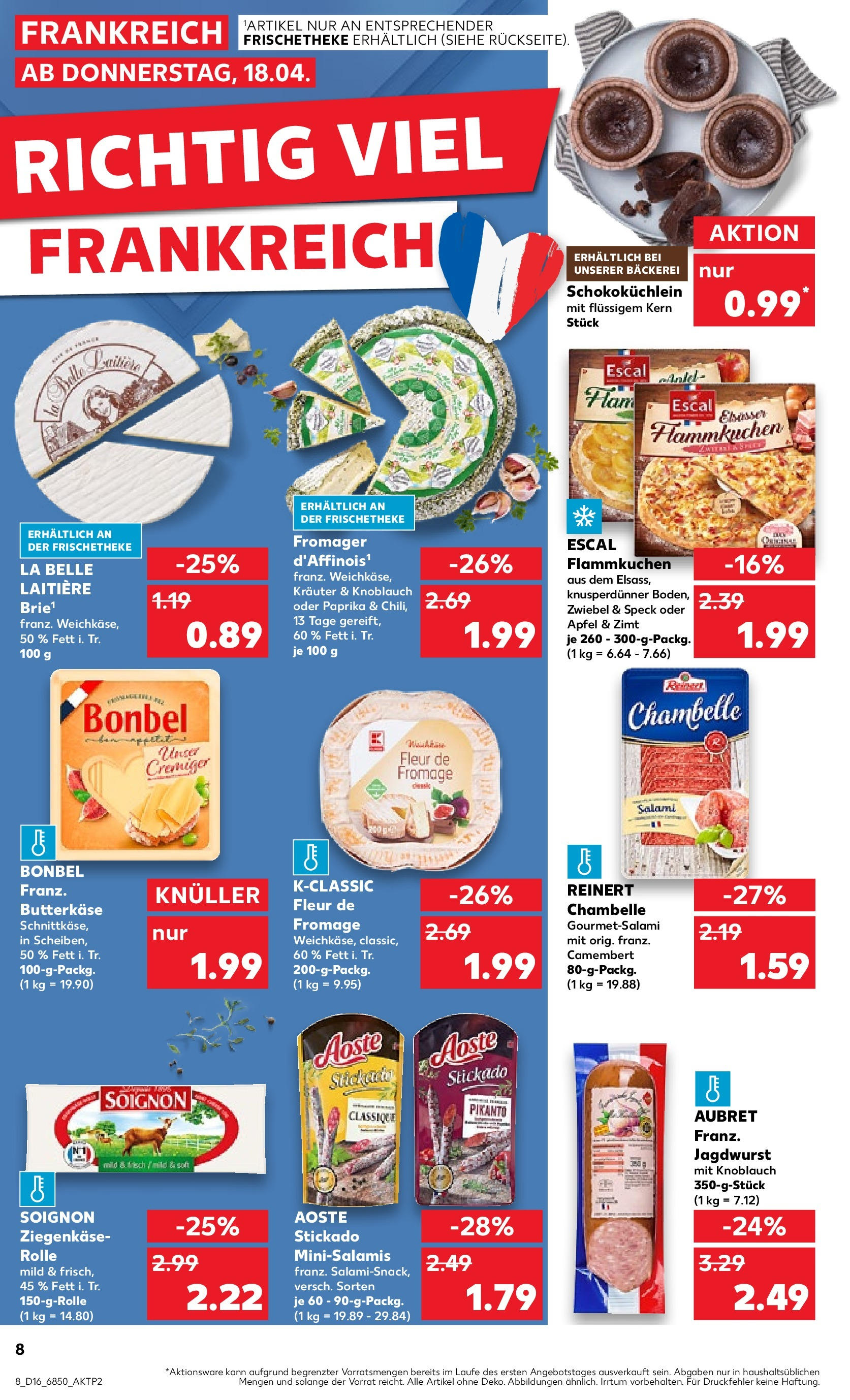 Kaufland - Bayern (ab 18.04.2024) » Angebote Online zum Blättern | Seite: 8 | Produkte: Bäckerei, Ziegenkäse, Äpfel, Knoblauch