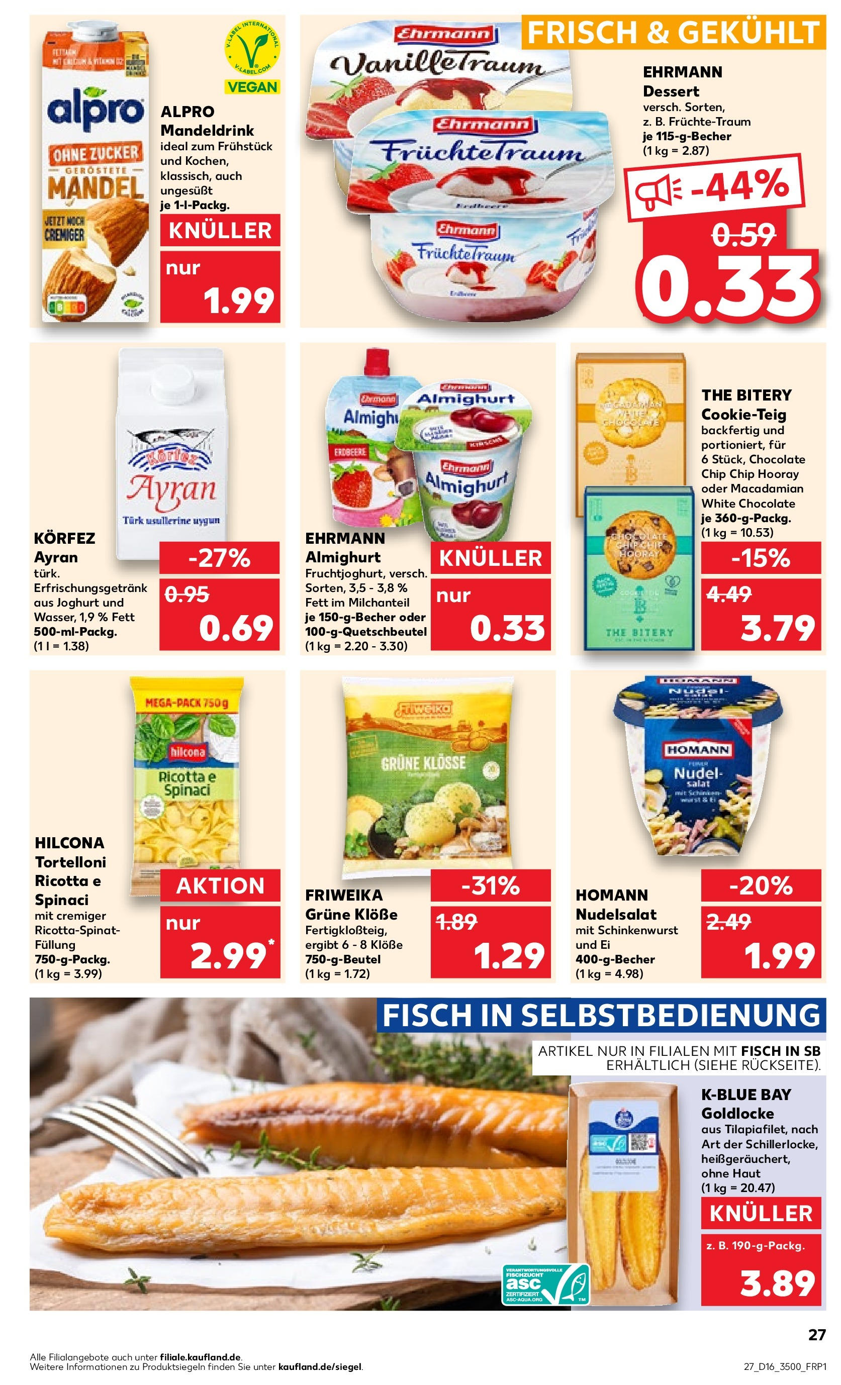 Kaufland - Sachsen (ab 18.04.2024) » Angebote Online zum Blättern | Seite: 27 | Produkte: Joghurt, Fisch, Zucker, Salat