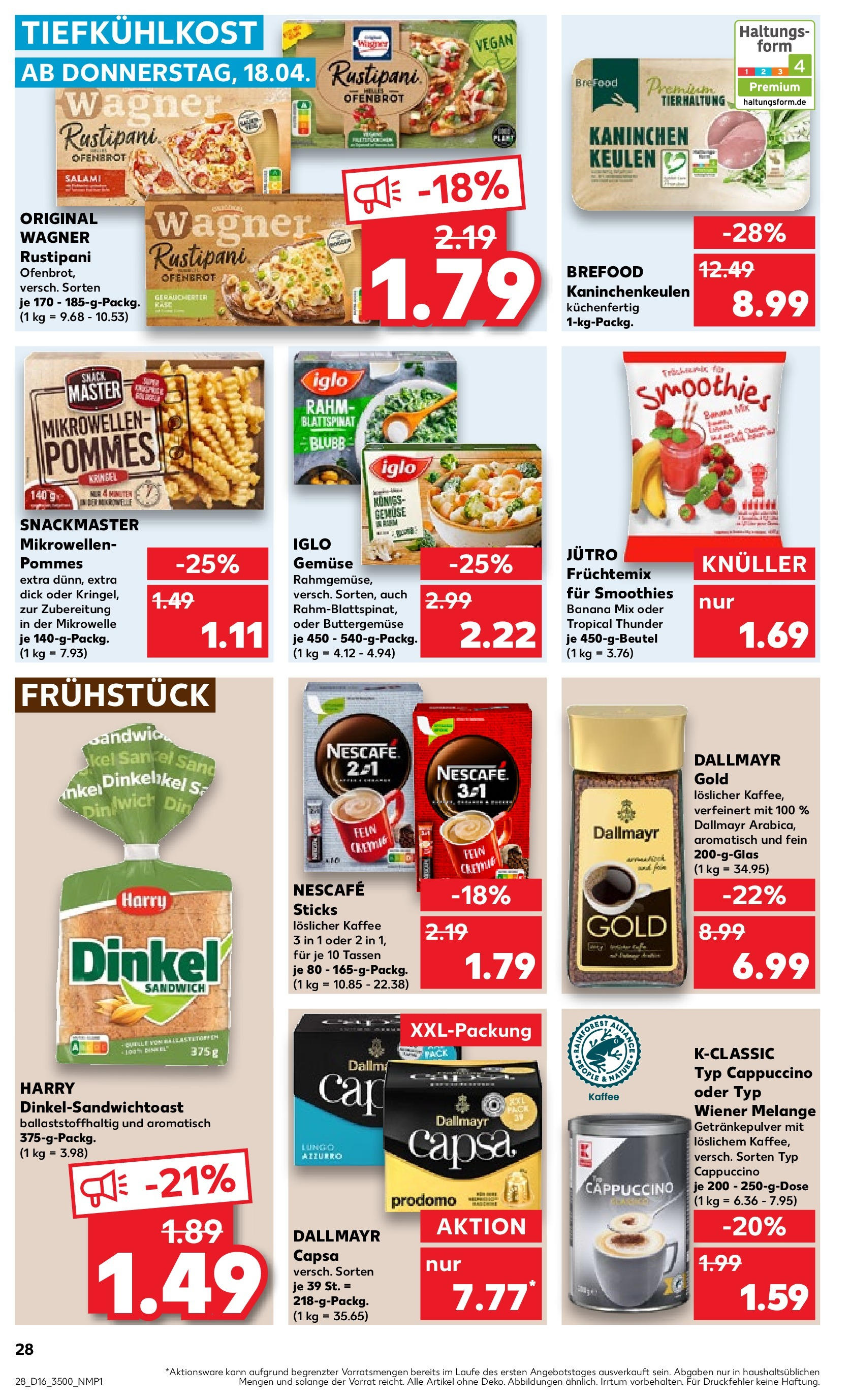 Kaufland - Sachsen (ab 18.04.2024) » Angebote Online zum Blättern | Seite: 28 | Produkte: Mikrowelle, Kaffee, Gemüse, Salami