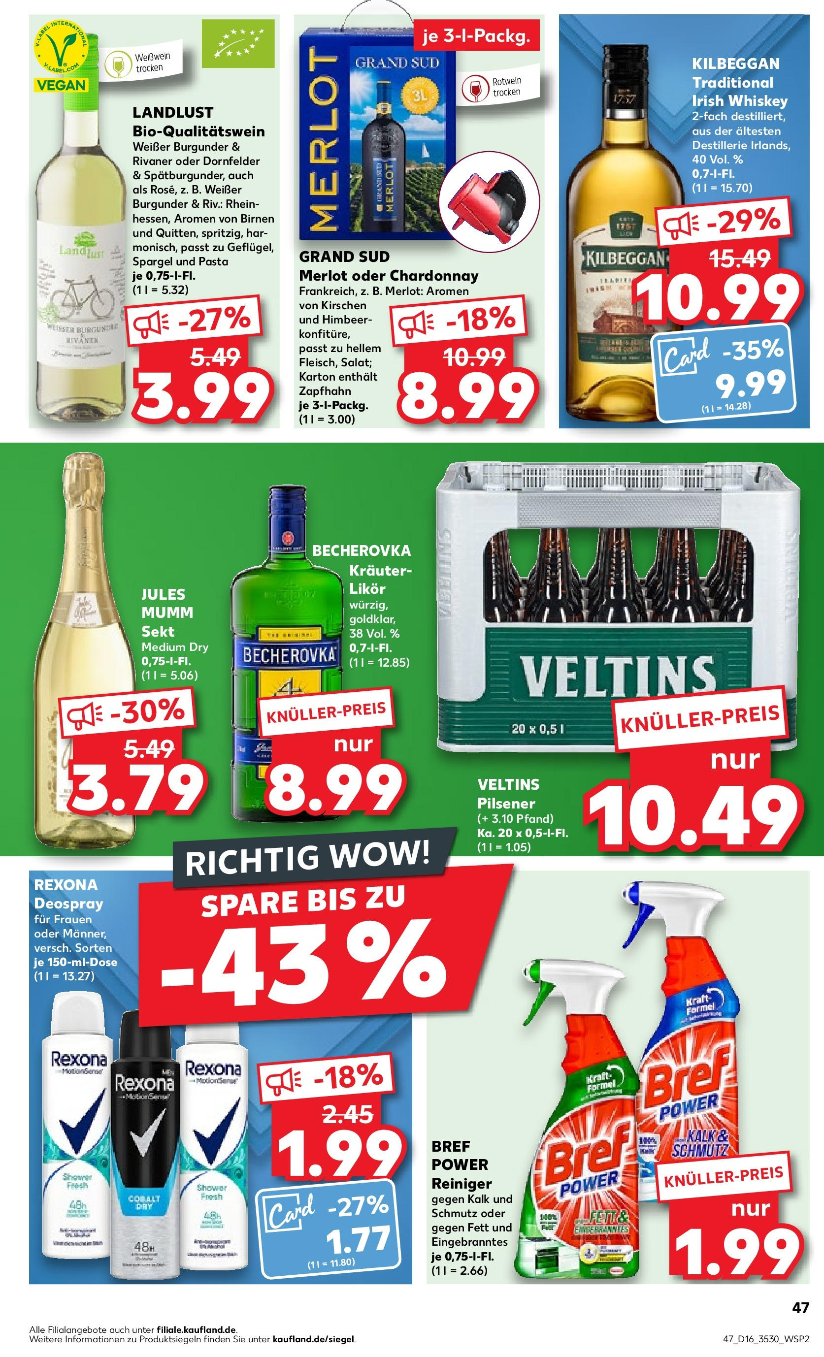 Kaufland Prospekt 	 (ab 18.04.2024) » Angebote Online zum Blättern | Seite: 47 | Produkte: Rotwein, Sekt, Spargel, Deospray