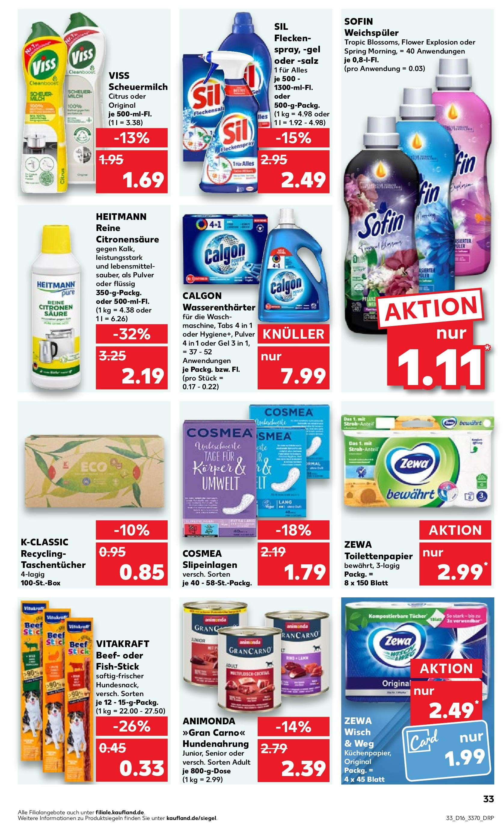 Kaufland - Berlin (ab 18.04.2024) » Angebote Online zum Blättern | Seite: 33 | Produkte: Milch, Weichspüler, Salz, Toilettenpapier