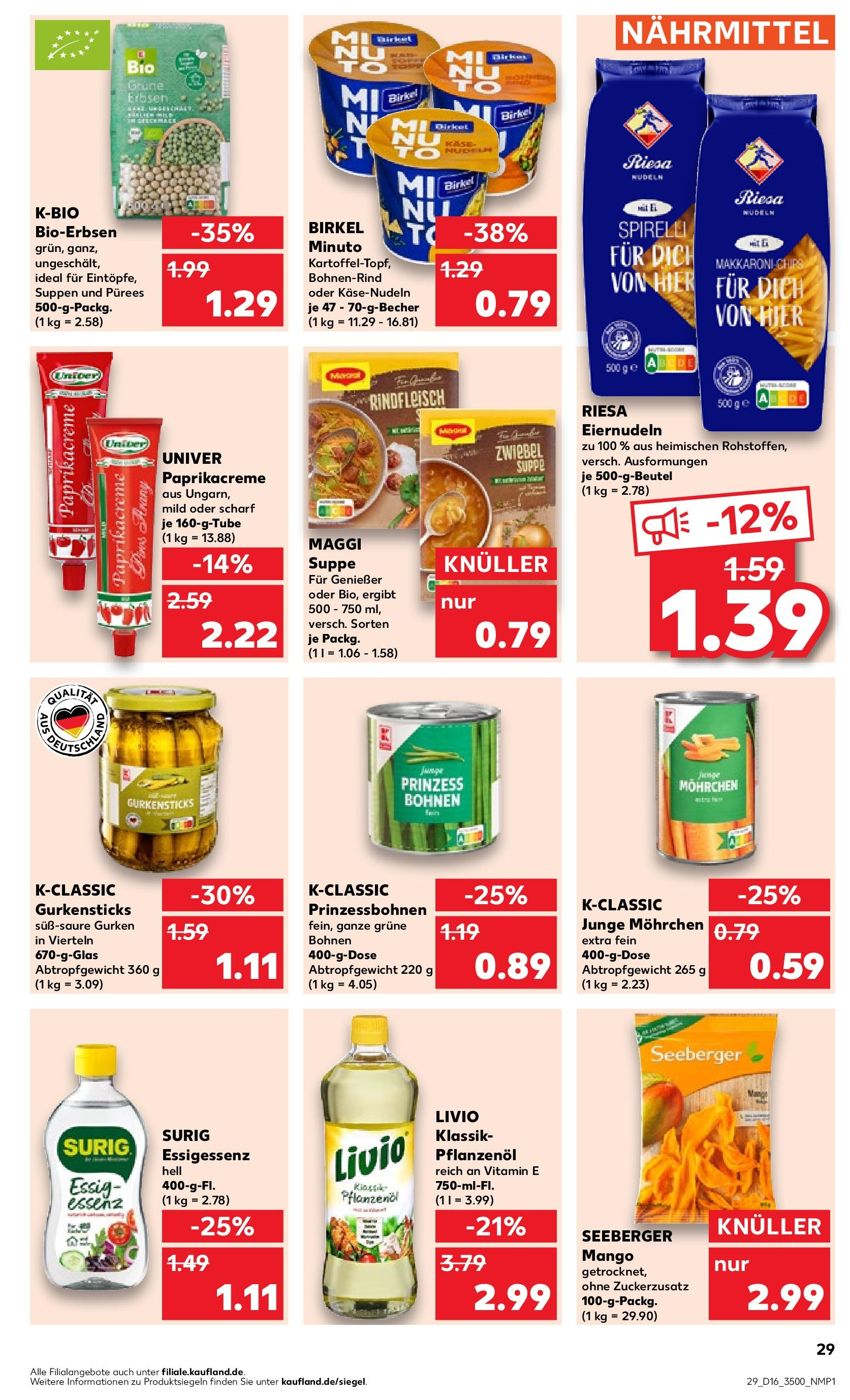 Kaufland - Sachsen (ab 18.04.2024) » Angebote Online zum Blättern | Seite: 29 | Produkte: Mango, Nudeln, Rindfleisch, Erbsen