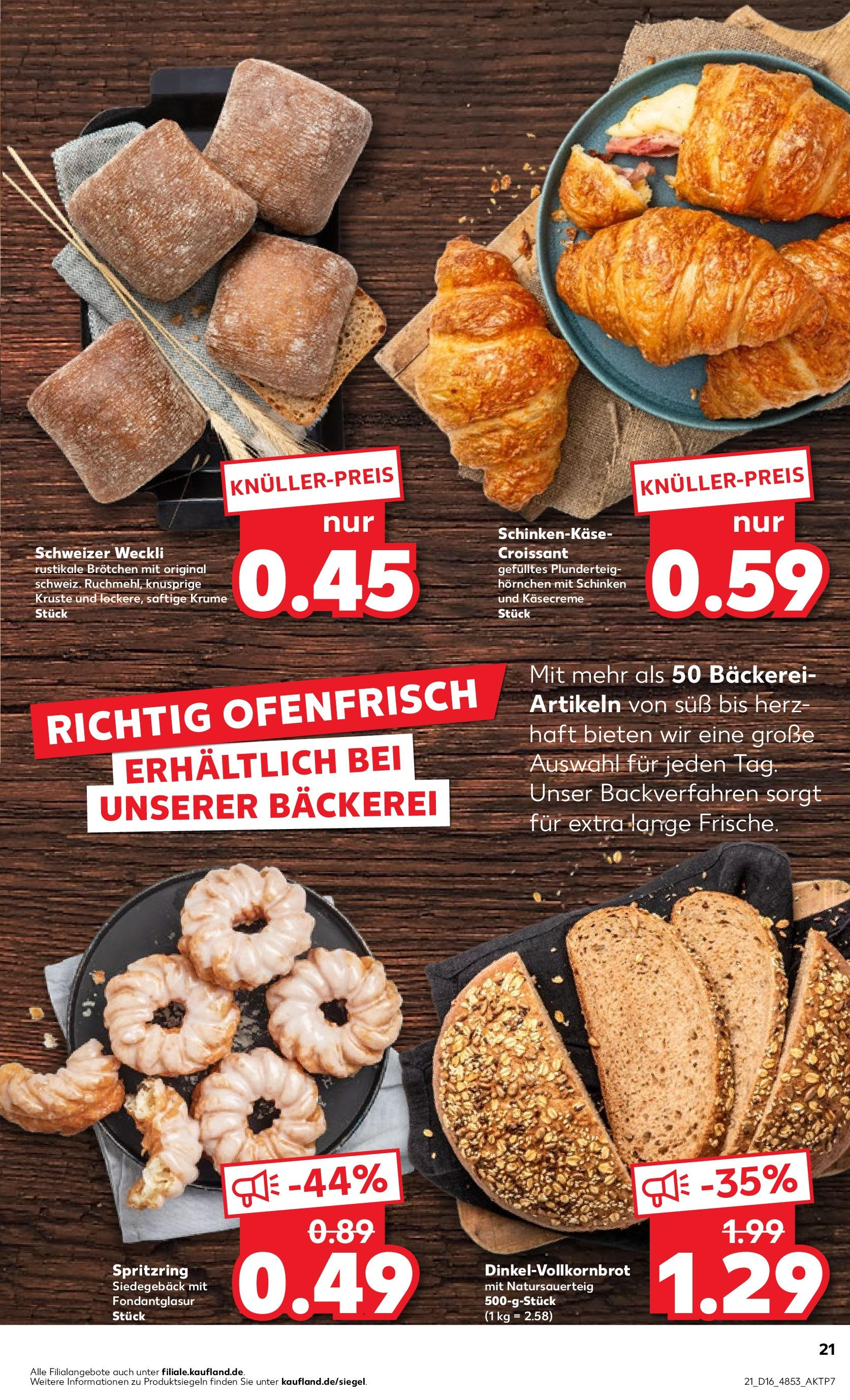 Kaufland - Bayern (ab 18.04.2024) » Angebote Online zum Blättern | Seite: 21 | Produkte: Bäckerei, Croissant, Schinken