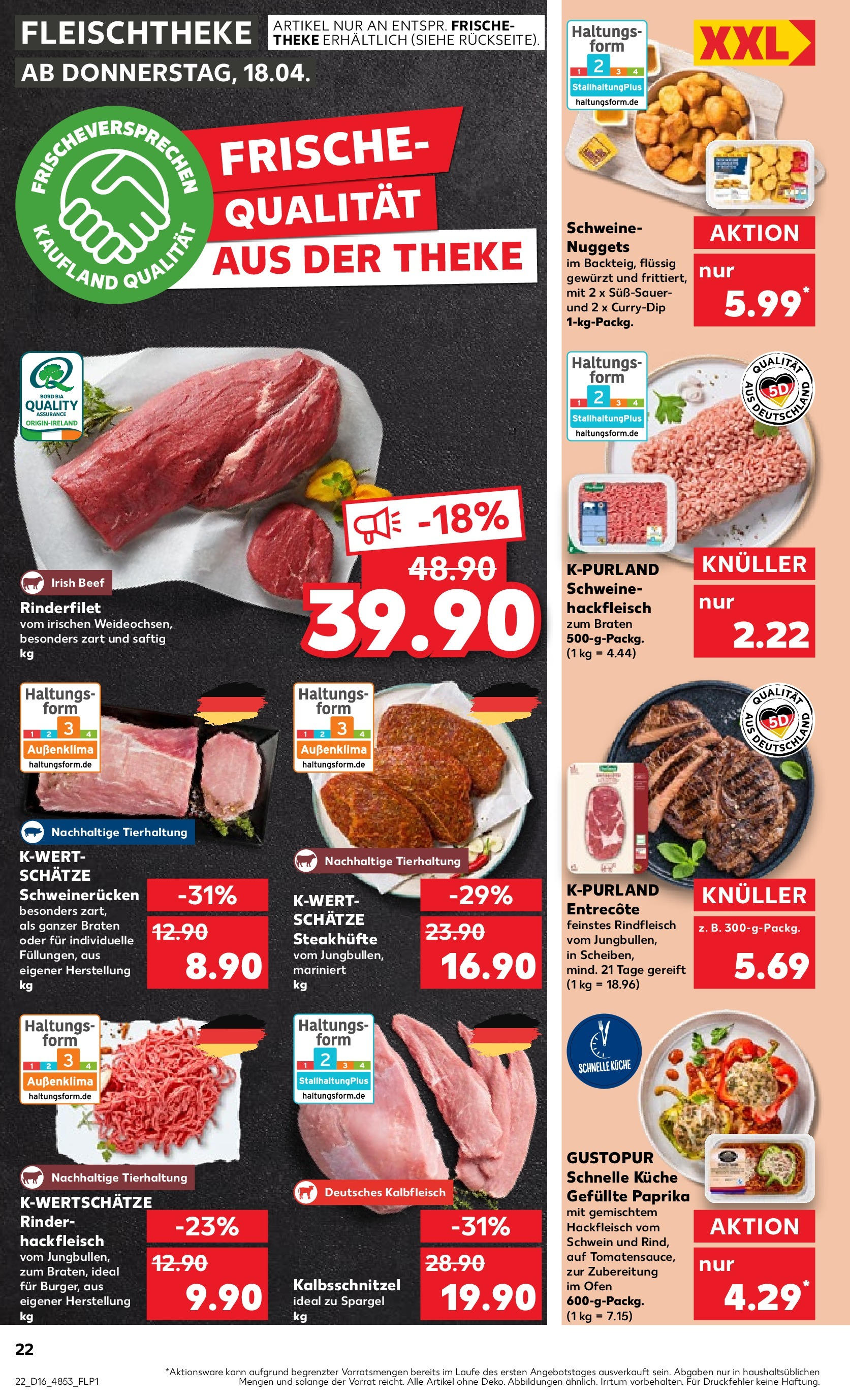 Kaufland - Bayern (ab 18.04.2024) » Angebote Online zum Blättern | Seite: 22 | Produkte: Burger, Schweinefleisch