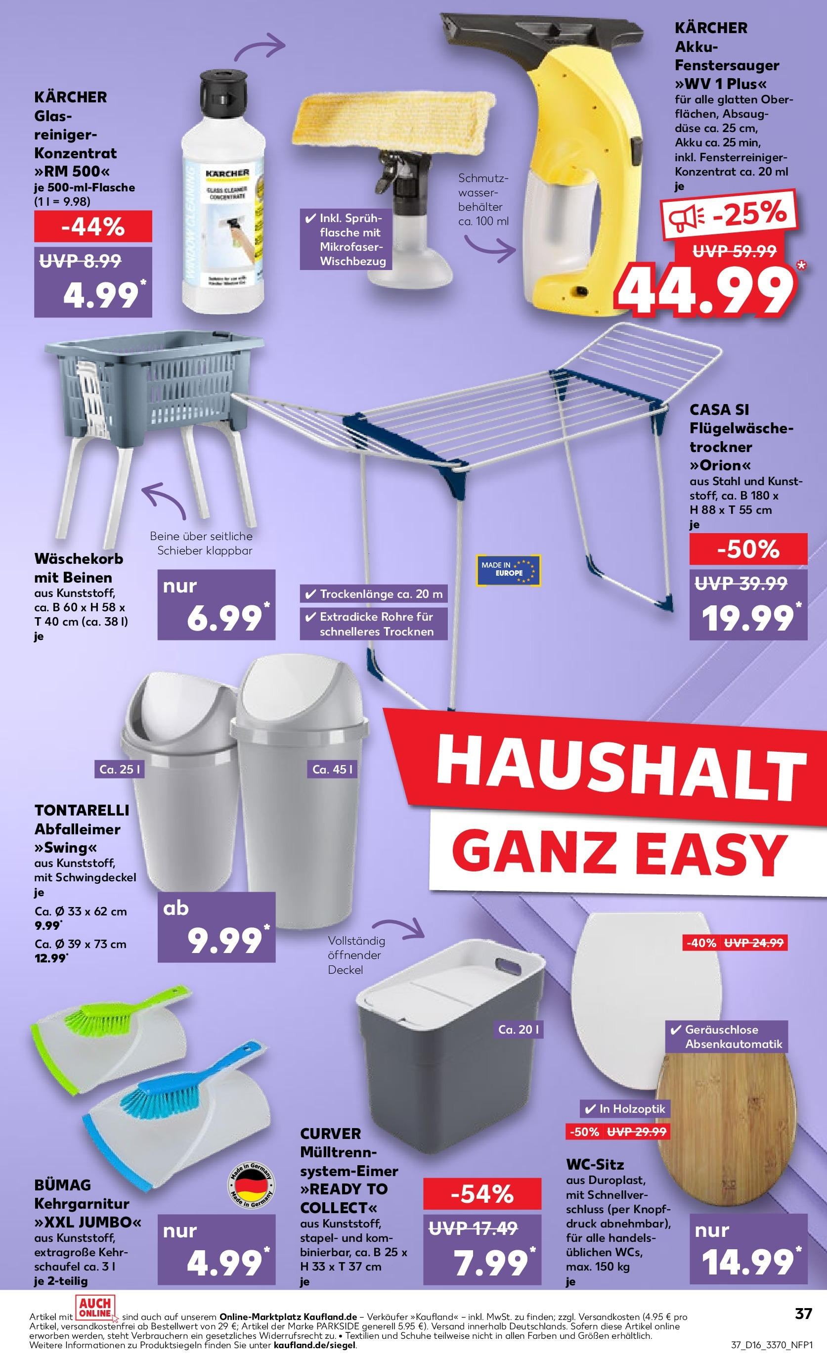 Kaufland - Berlin (ab 18.04.2024) » Angebote Online zum Blättern | Seite: 37 | Produkte: Trockner, Abfalleimer, Wasser