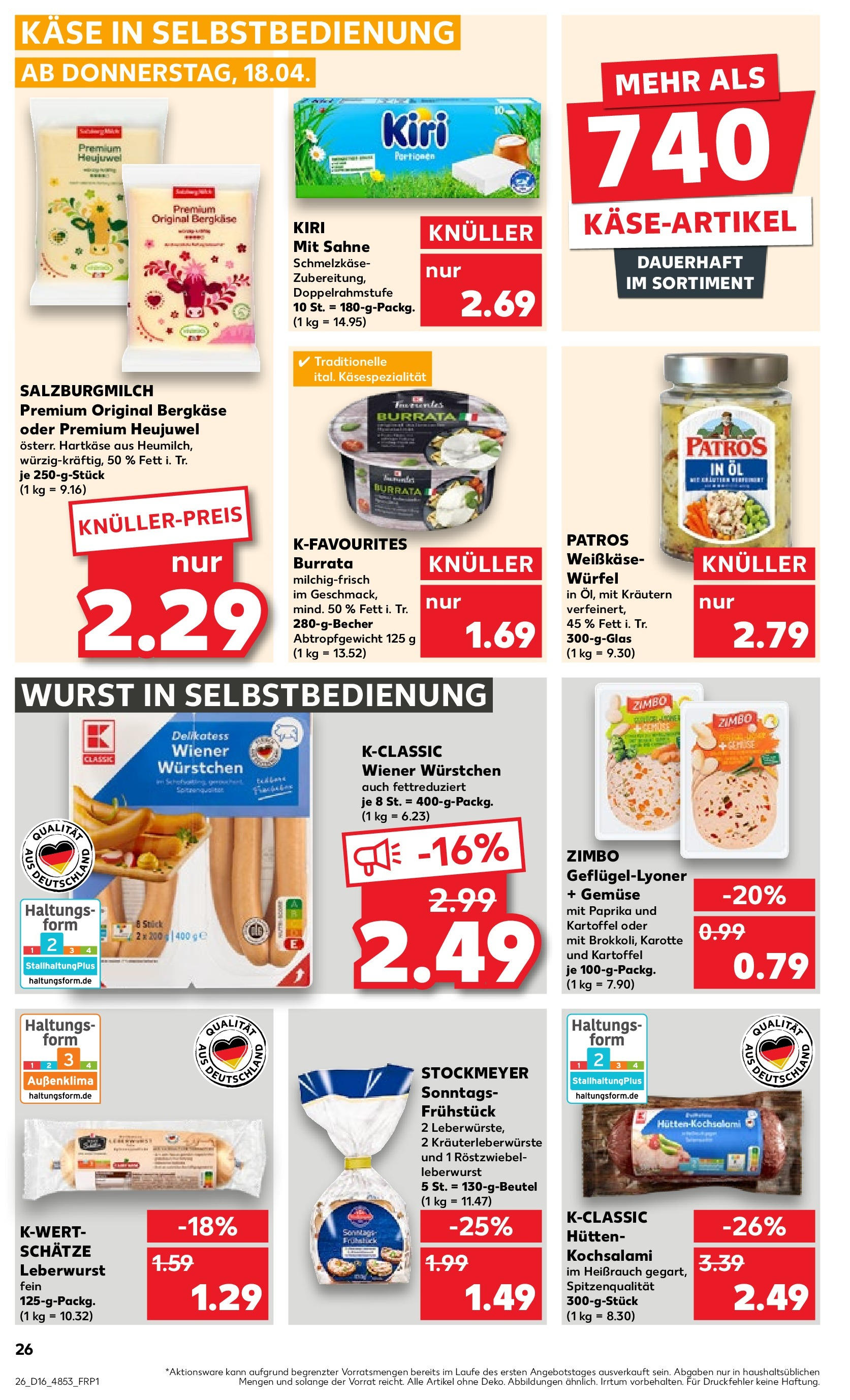 Kaufland - Bayern (ab 18.04.2024) » Angebote Online zum Blättern | Seite: 26 | Produkte: Öl, Gemüse, Wurst, Sahne