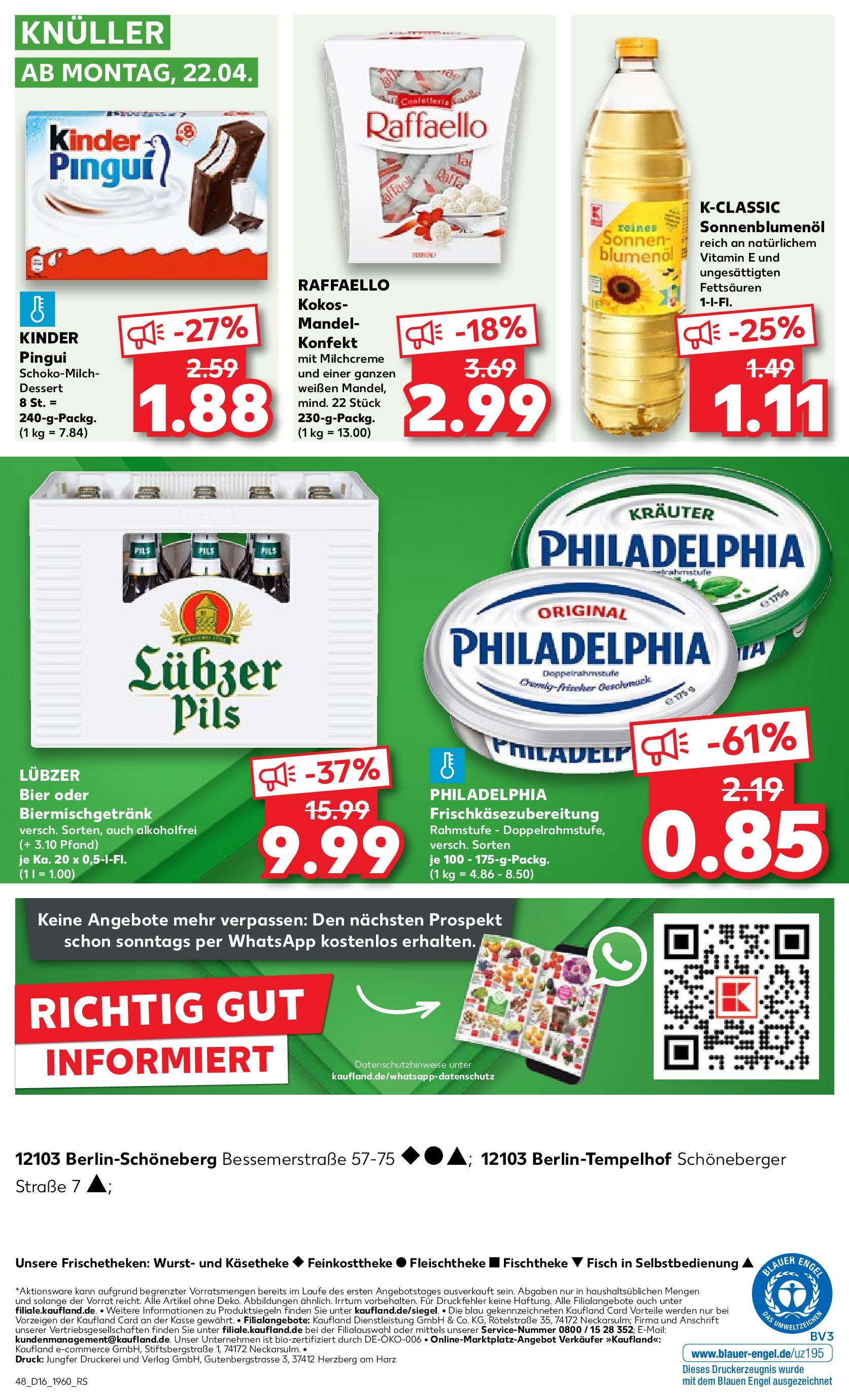 Kaufland - Berlin (ab 18.04.2024) » Angebote Online zum Blättern | Seite: 48 | Produkte: Bier, Pils, Fisch, Wurst