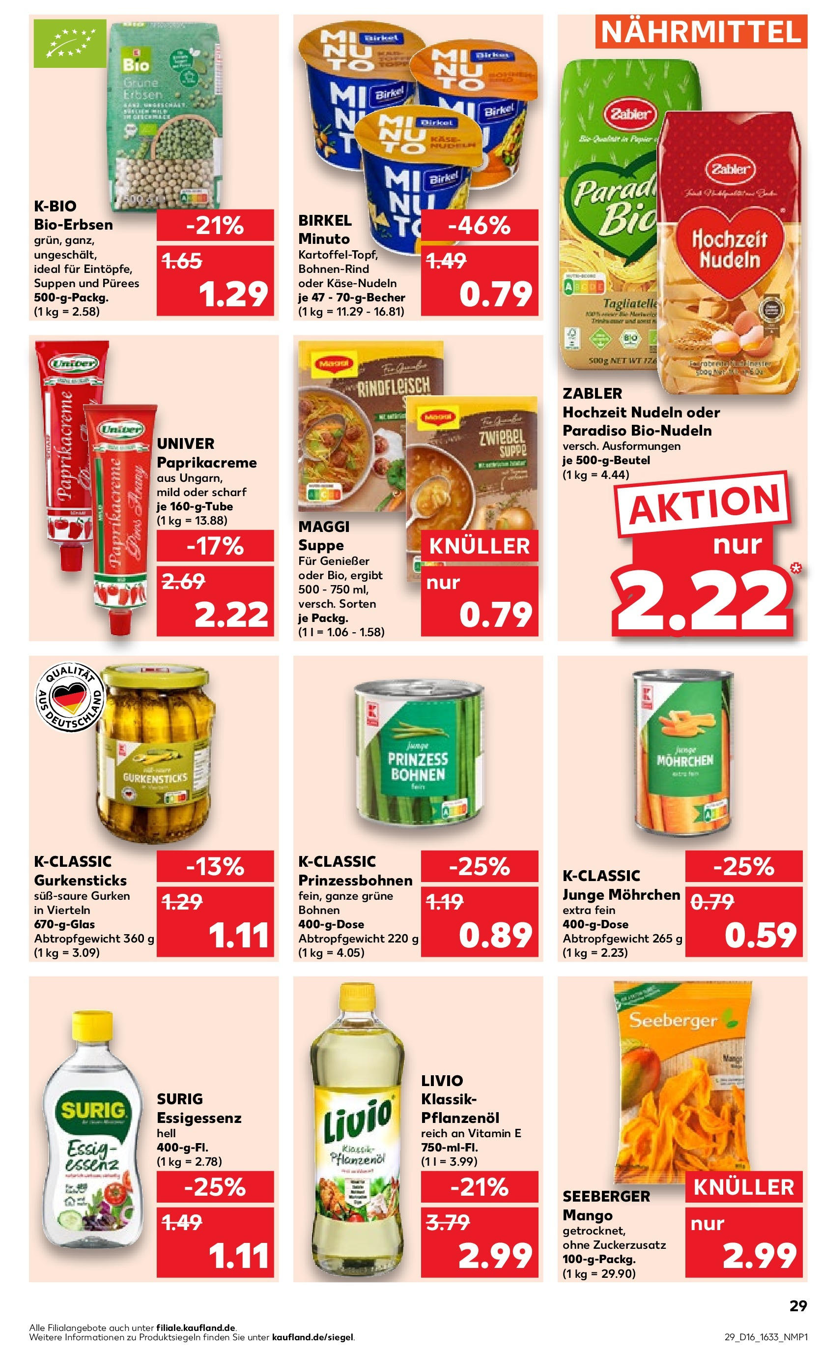 Kaufland - Bayern (ab 18.04.2024) » Angebote Online zum Blättern | Seite: 29 | Produkte: Mango, Nudeln, Rindfleisch, Gurken