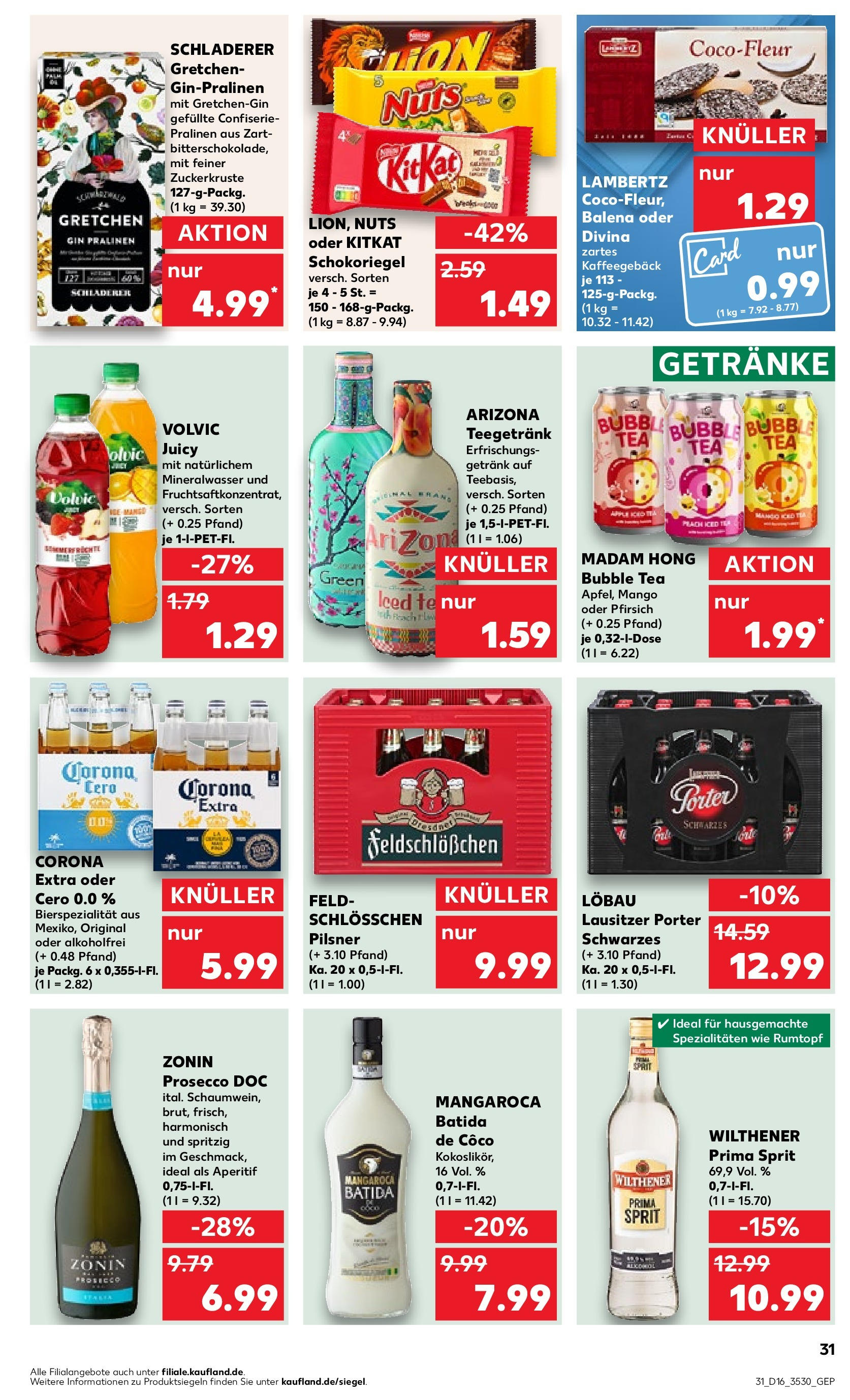 Kaufland Prospekt 	 (ab 18.04.2024) » Angebote Online zum Blättern | Seite: 31 | Produkte: Mineralwasser, Mango, Pfirsich, Gin