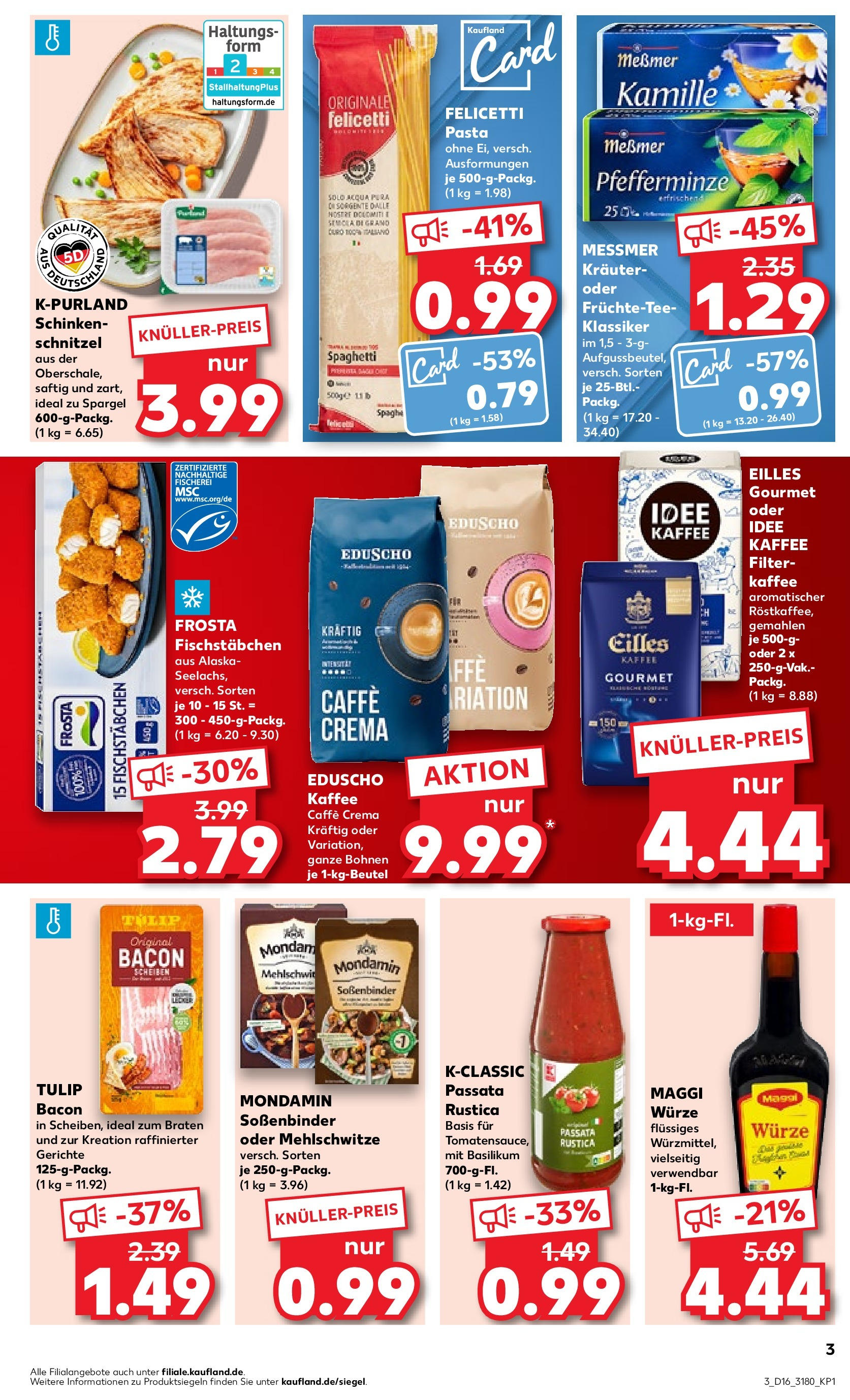 Kaufland Prospekt 	 (ab 18.04.2024) » Angebote Online zum Blättern | Seite: 3 | Produkte: Kaffee, Spargel, Pasta, Schinken
