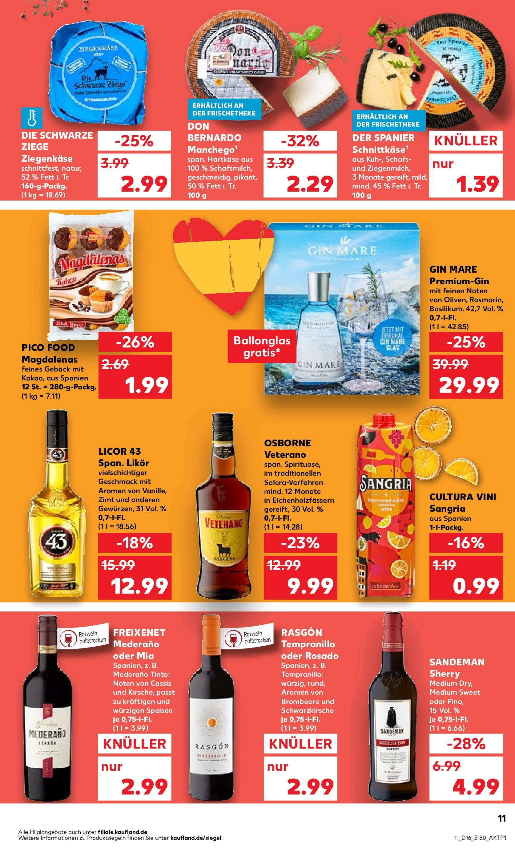 Kaufland Prospekt 	 (ab 18.04.2024) » Angebote Online zum Blättern | Seite: 11 | Produkte: Rotwein, Likör, Ziegenkäse, Gin