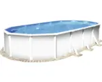 Hornbach Aufstellpool Stahlwandpool-Set Planet Pool Vision-Pool Classic oval 730x360x120 cm inkl. Sandfilteranlage, Leiter, Einbauskimmer,Filtersand & Anschlussschlauch weiß