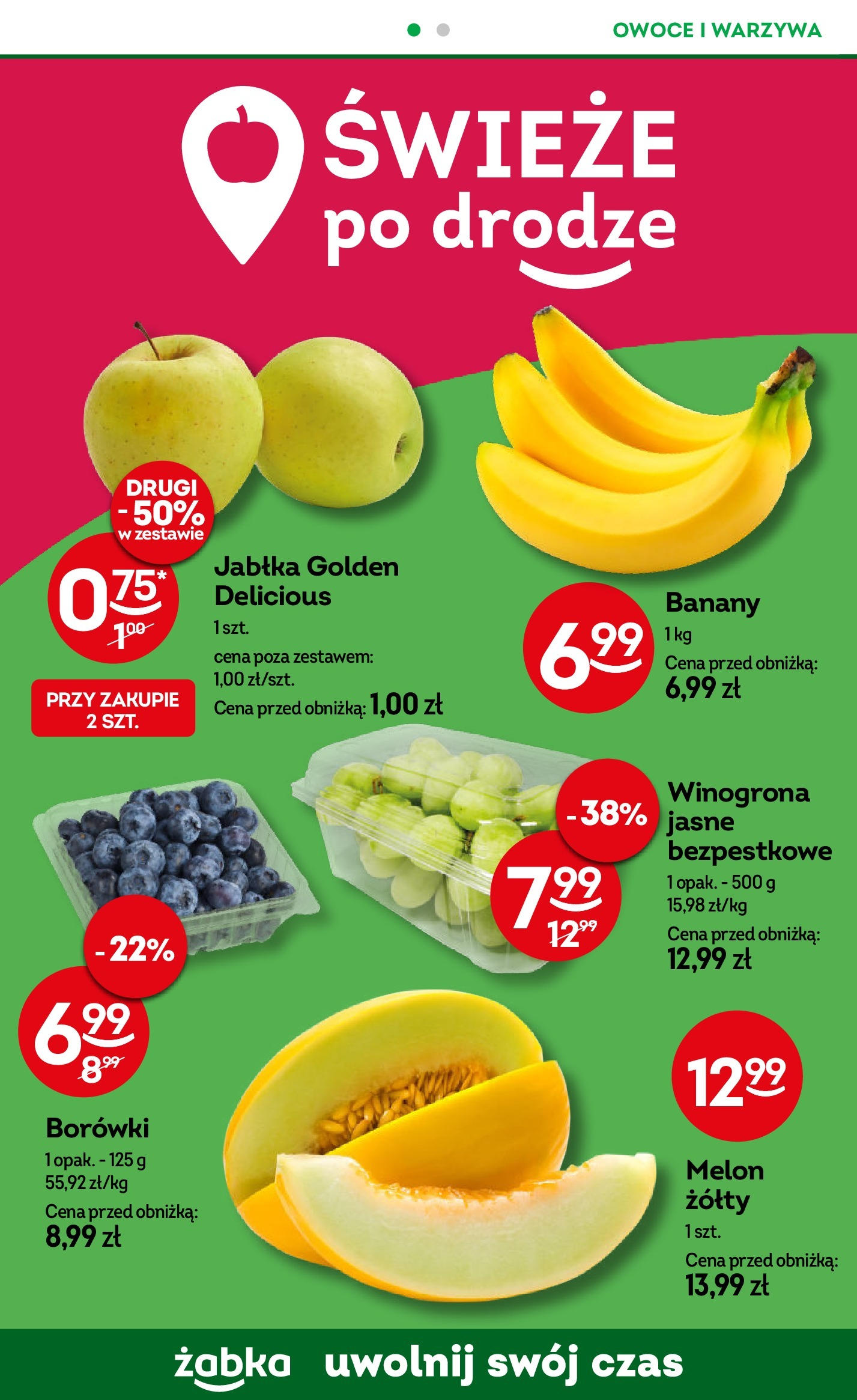 Żabka Gazetka od (10.04.2024 - 23.04.2024) | Strona: 36 | Produkty: Winogrona, Melon, Jabłka, Banany