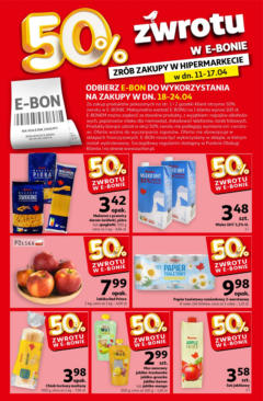 Pogląd oferty "Auchan Gazetka - Oferta 50% zwrotu w e-bonie Hipermarket" - ważna od 11.04.2024