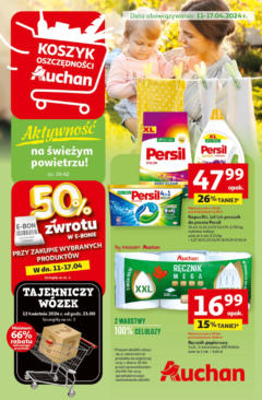 Auchan Gazetka - Aktywność na świeżym powietrzu! Hipermarket od 11.04.2024 | Strona: 46 | Produkty: Smartfon, Kabel, USB, Bateria, Pendrive