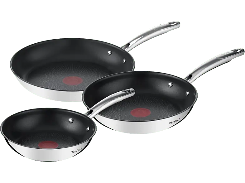 Tefal G732S3 S3 Duetto+ G6 Pfannen-Set 20+24+28cm (Edelstahl, passend für alle Herdarten, 28 cm)