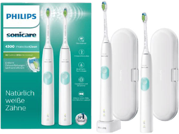 Philips HX6807/35 Sonicare ProtectiveClean 4300 Duo Elektrische Schallzahnbürste Weiß+Mint