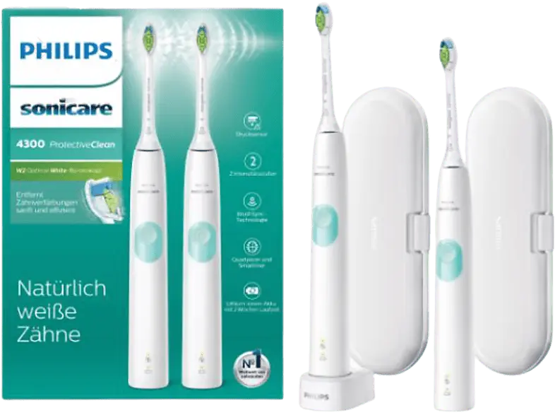 Philips HX6807/35 Sonicare ProtectiveClean 4300 Duo Elektrische Schallzahnbürste Weiß+Mint