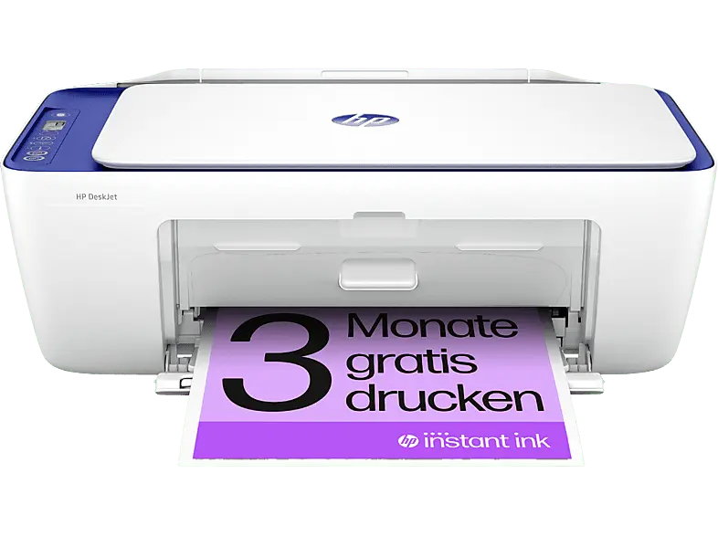 HP DeskJet 2821e Inkl. 3 Probemonate Instant Ink, Multifunktionsdrucker, WLAN, Weiß/Blau