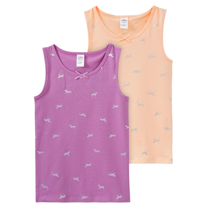 2 Mädchen Unterhemden mit Glitzer-Prints