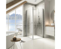 Eckeinstieg mit Drehtür Schulte Garant 900x900x2000 mm Echtglas Klar hell chromoptik