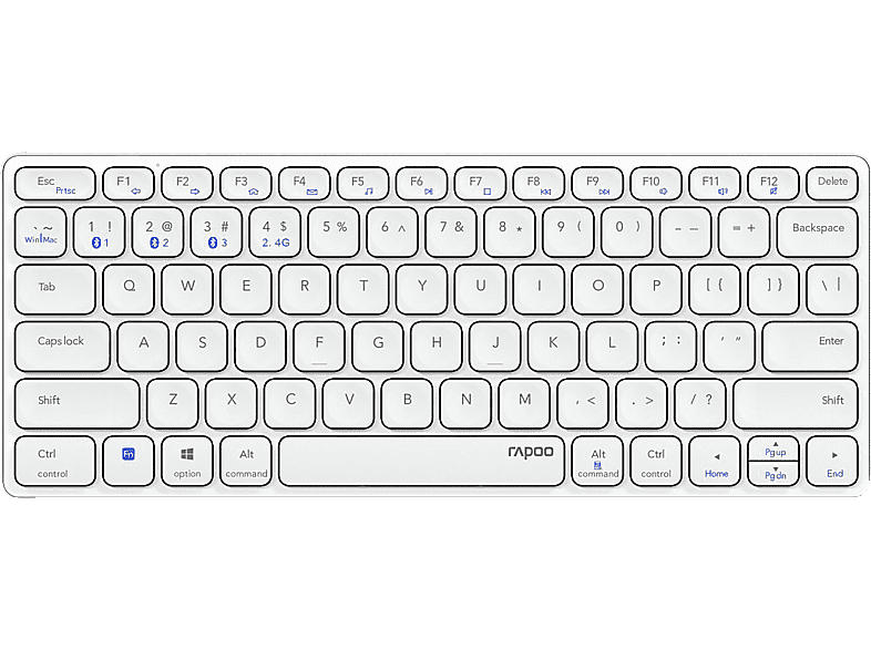Rapoo 217362 Kabellose Multimodus-Tastatur "E9600M", Weiß, QWERTZ