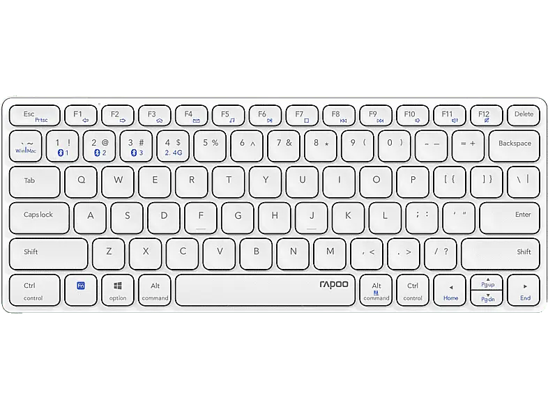 RAPOO 217362 Kabellose Multimodus-Tastatur "E9600M", Weiß, qwertz