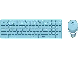 RAPOO 9750M Desktop Set, Multi-Mode, Bluetooth/USB 2.4GHz, qwertz, 1600dpi, Blau