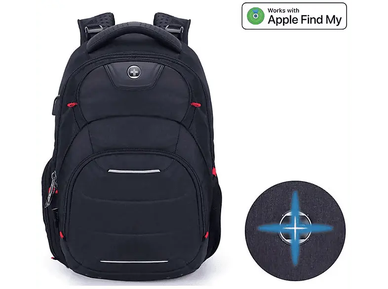 SWISS Digital Rucksack Hercules inkl. Finder Kit SDBT014 mit Massagefunktion, Schwarz