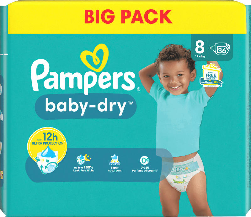 Pampers Windeln Baby Dry Gr.8 Extra Large (17+kg), Big Pack