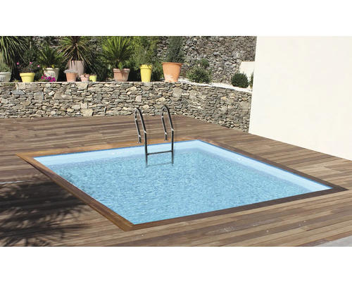 Aufstellpool Einbaupool Teileinbaupool Holzpool Gre 305 x 305 x 119 cm 7800 l holz inkl. Filteranlage Bodenschutzvlies Leiter Skimmer Schutzvlies für Wand und Boden