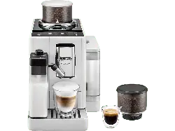 De'Longhi Exam440.55.W Rivelia - Milk Kaffeevollautomat mit 2 Bohnenbehälter (Weiß, Integriertes Mahlwerk externem Mahlgradregler, 19 bar, externer Milchbehälter)