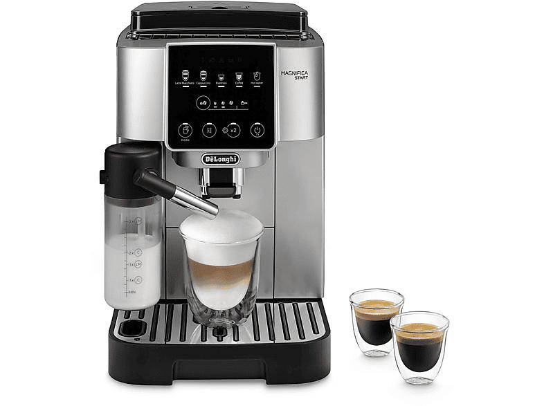 De'Longhi ECAM 220.80 SB Magnifica Start Milk Kaffeevollautomat (Silber, integriertes Mahlwerk, 15 bar, externer Milchbehälter)