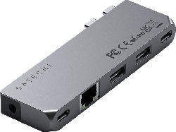 Satechi Pro Mini USB-C Hub, USB4 (96W, 6K60Hz), USB-A 3.0, RJ45, 3.5mm, Space Gray; USB Hub