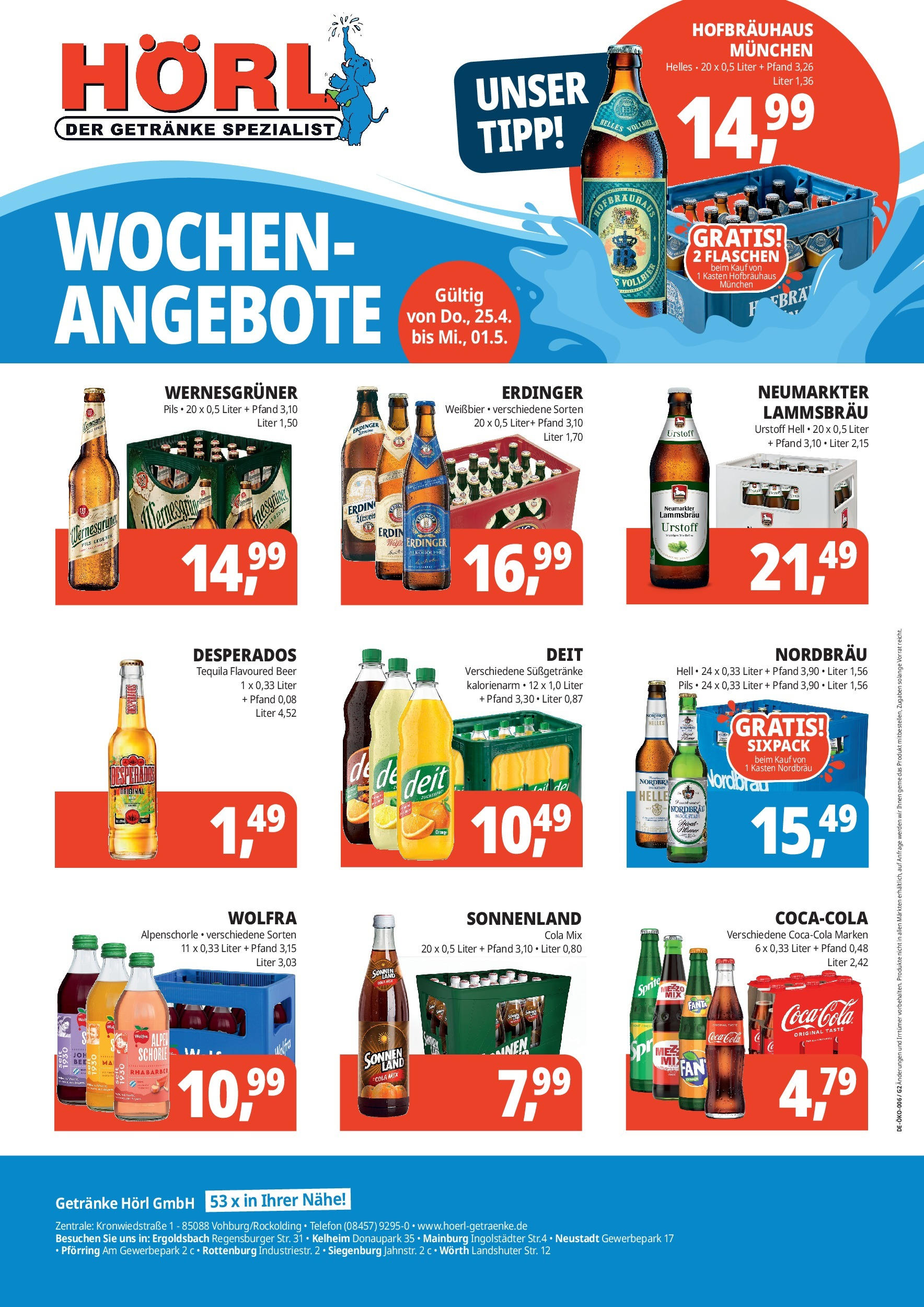 OFFERS - Getränke Hörl: Wochen-Angebote! (ab 24.04.2024) zum Blättern | Seite: 4 | Produkte: Coca cola, Sprite, Telefon